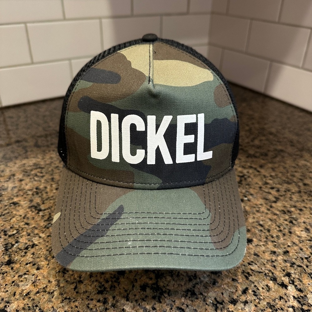 Dickel Whiskey New Era 9FORTY Trucker Hat OSFM Camo Black Snapback
